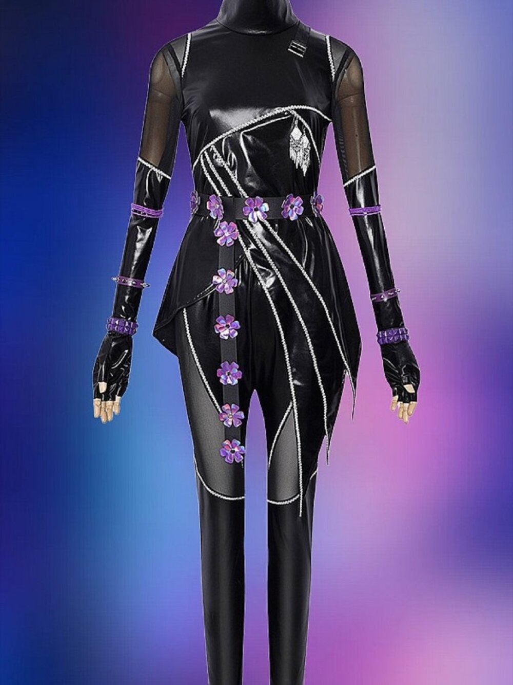 KPop Demon Hunters Mira Inspired Black Battle Costume Kids 140 (9-10)